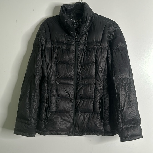 Calvin Klein black packable jacket size large puffer outerwear winter - Picture 1 of 6